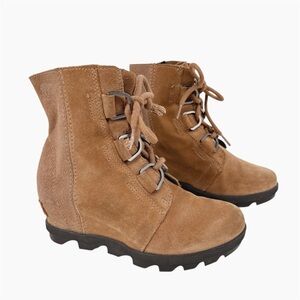 SOREL | Girls Joan of Arctic Wedge II Brown Glitter Suede Booties | Sz Youth 2